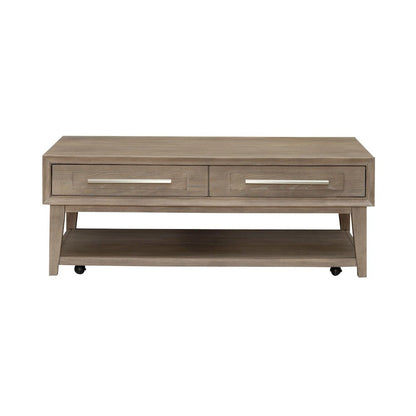 Brentwood Cocktail Table with Drawer Storage - Sandstone Oak Wood