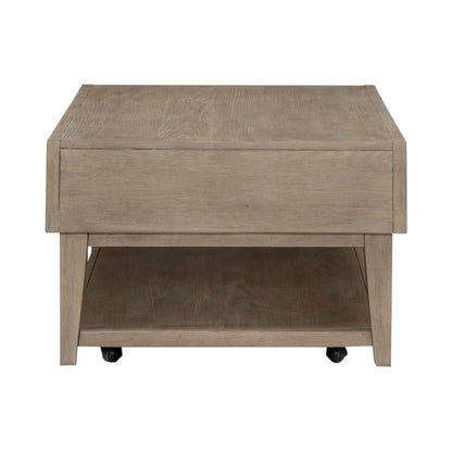 Brentwood Cocktail Table with Drawer Storage - Sandstone Oak Wood