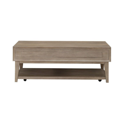 Brentwood Cocktail Table with Drawer Storage - Sandstone Oak Wood