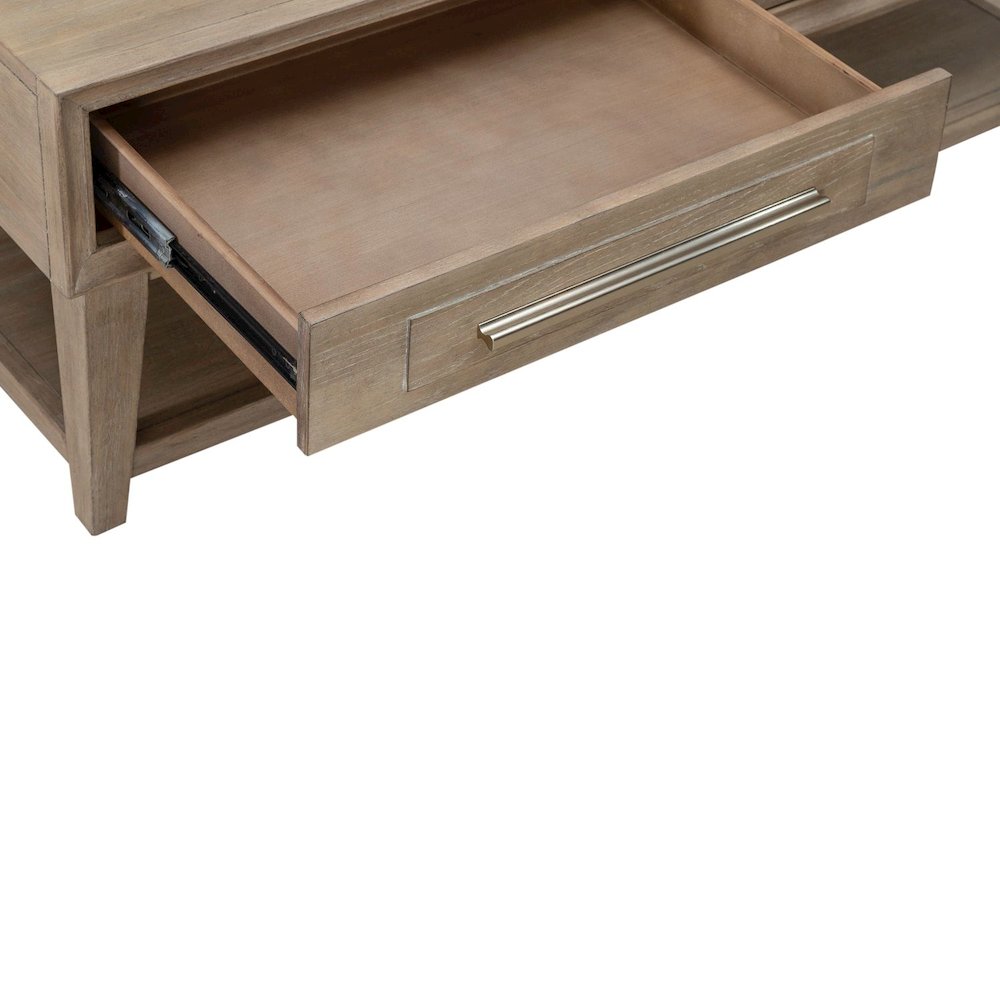 Brentwood Cocktail Table with Drawer Storage - Sandstone Oak Wood