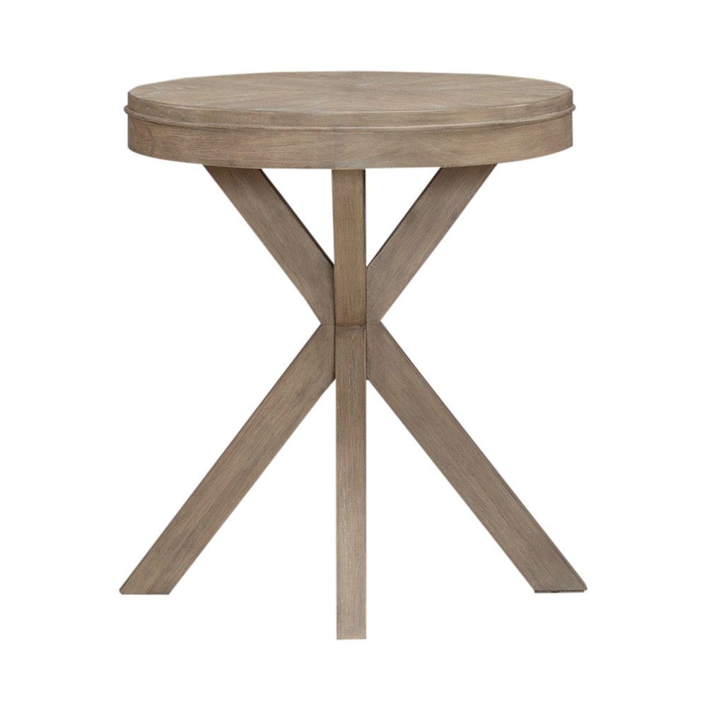 Brentwood Round End Table for Living Room - Sandstone Oak Wood