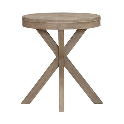 Brentwood Round End Table for Living Room - Sandstone Oak Wood