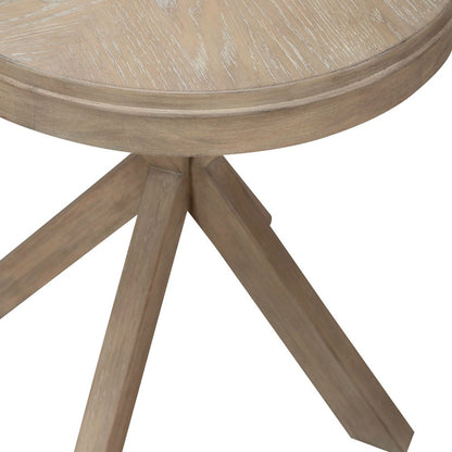 Brentwood Round End Table for Living Room - Sandstone Oak Wood
