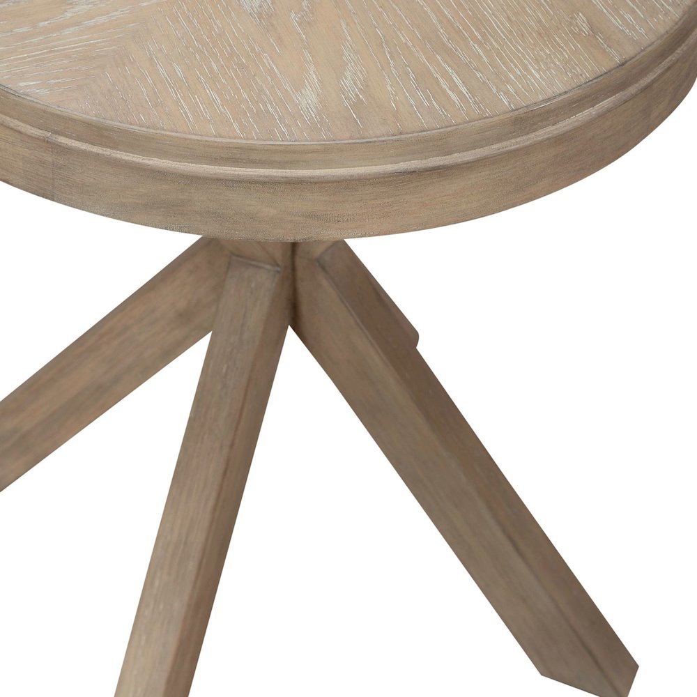 Brentwood Round End Table for Living Room - Sandstone Oak Wood