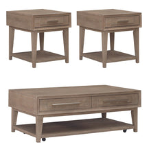3 Piece Living Room Set, Cocktail Table, 2 Drawer End Tables -Sandstone Oak Wood