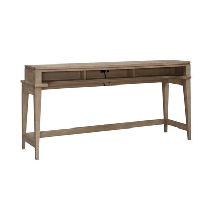 Brentwood Console Bar Table with AC, USB Charging Station - Sandstone Oak Wood