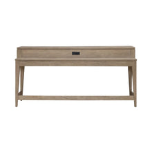 Brentwood Console Bar Table with AC, USB Charging Station - Sandstone Oak Wood