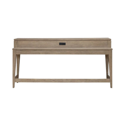 Brentwood Console Bar Table with AC, USB Charging Station - Sandstone Oak Wood