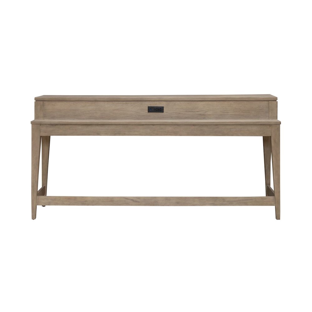 Brentwood Console Bar Table with AC, USB Charging Station - Sandstone Oak Wood