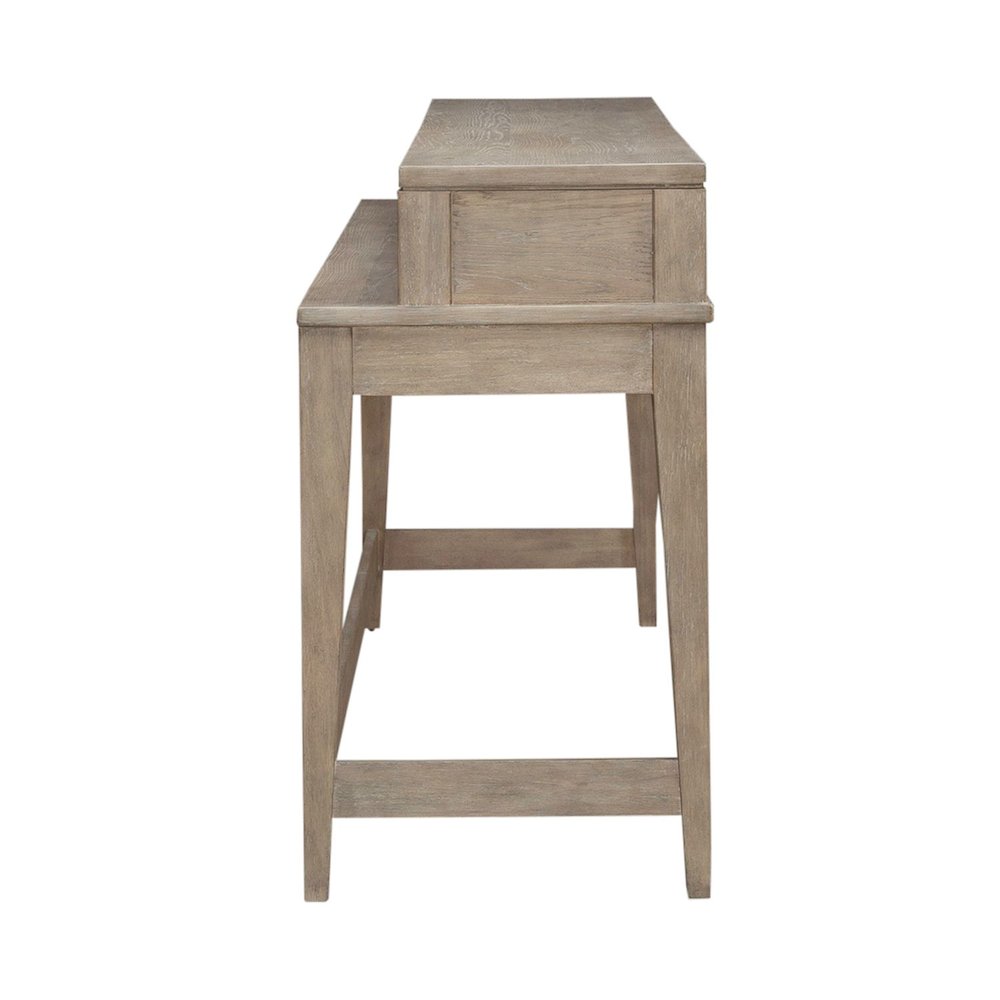 Brentwood Console Bar Table with AC, USB Charging Station - Sandstone Oak Wood