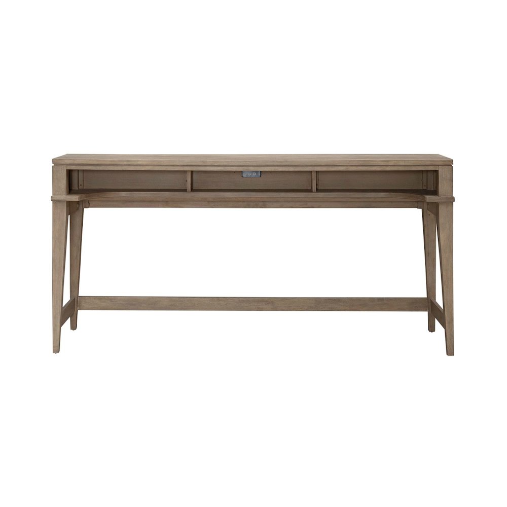 Brentwood Console Bar Table with AC, USB Charging Station - Sandstone Oak Wood