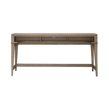 Brentwood Console Bar Table with AC, USB Charging Station - Sandstone Oak Wood