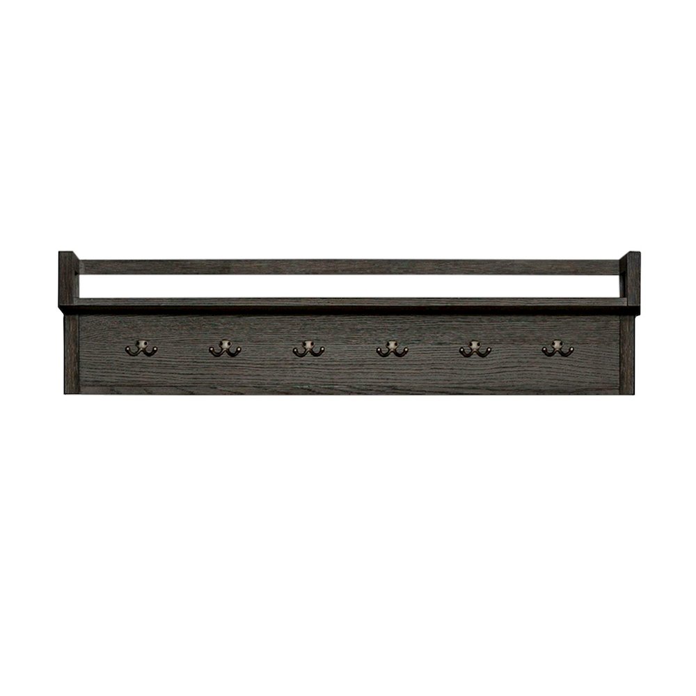 Mill Creek Wall Bridge with 6 Double Hanging Hooks - Peppercorn Oak Wood