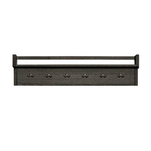 Mill Creek Wall Bridge with 6 Double Hanging Hooks - Peppercorn Oak Wood