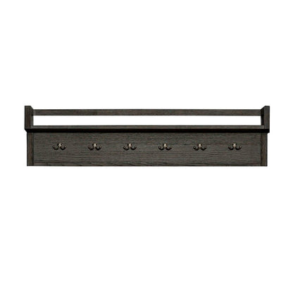 Mill Creek Wall Bridge with 6 Double Hanging Hooks - Peppercorn Oak Wood