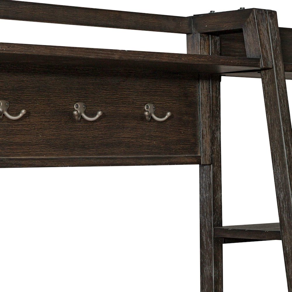 Mill Creek Wall Bridge with 6 Double Hanging Hooks - Peppercorn Oak Wood