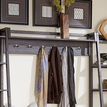Mill Creek Wall Bridge with 6 Double Hanging Hooks - Peppercorn Oak Wood