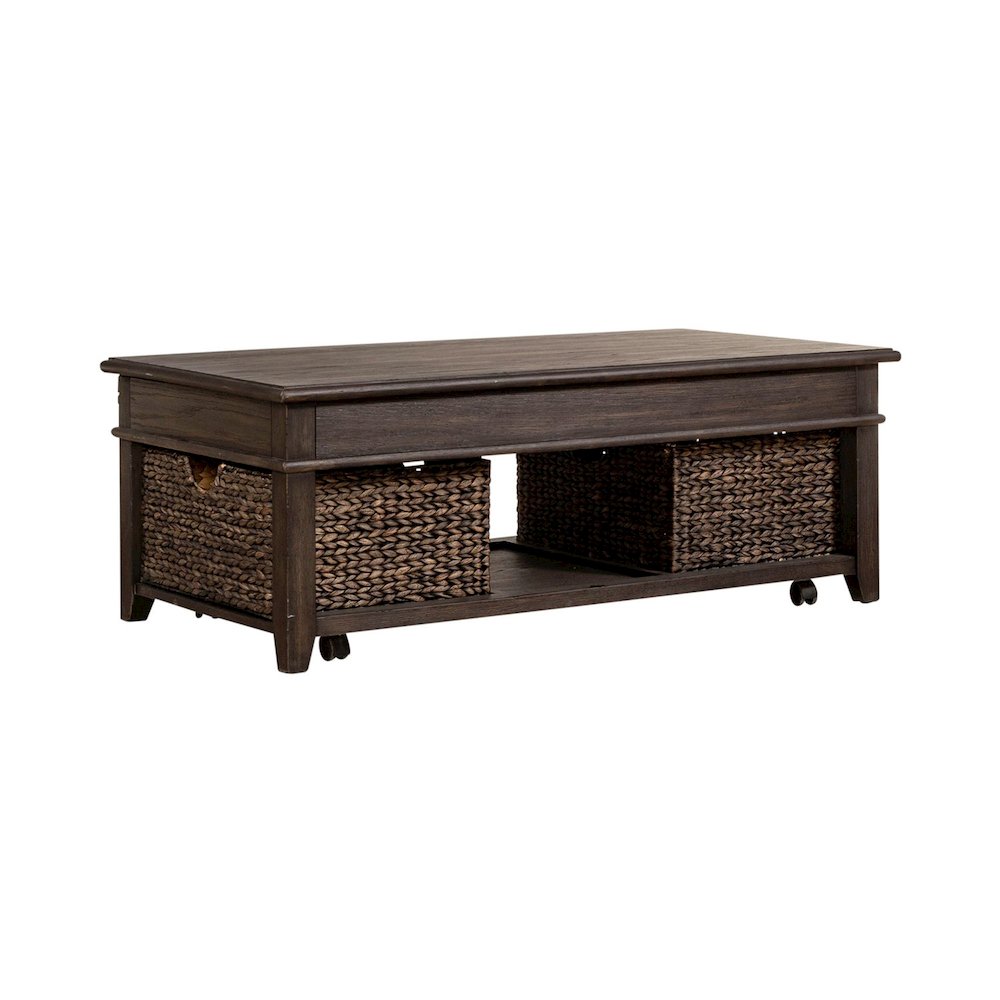 3 Pc Living Room Set - Rectangular Lift Top Cocktail Table, 2 Drawer End Tables