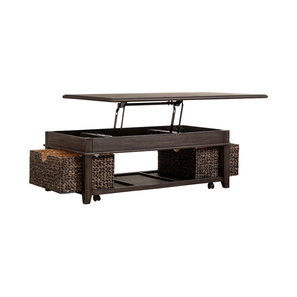 3 Pc Living Room Set - Rectangular Lift Top Cocktail Table, 2 Drawer End Tables