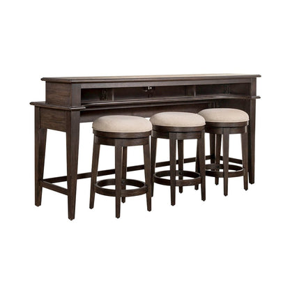 Mill Creek 4 PcConsole Table Set - 3 Upholstered Stools AC USB Charging Station