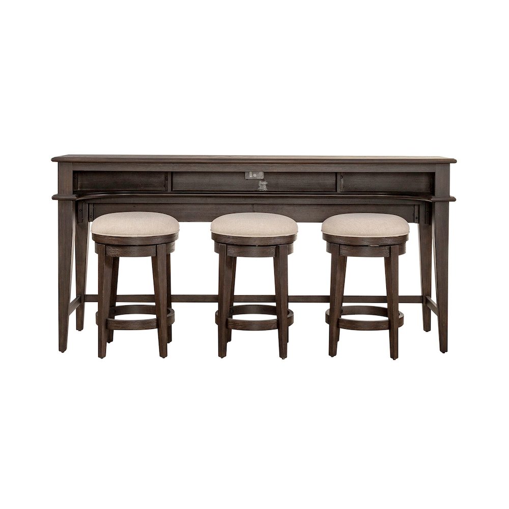 Mill Creek 4 PcConsole Table Set - 3 Upholstered Stools AC USB Charging Station