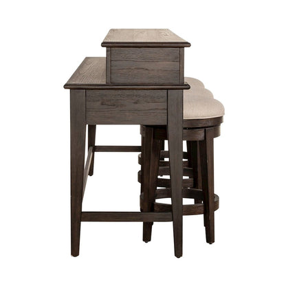 Mill Creek 4 PcConsole Table Set - 3 Upholstered Stools AC USB Charging Station