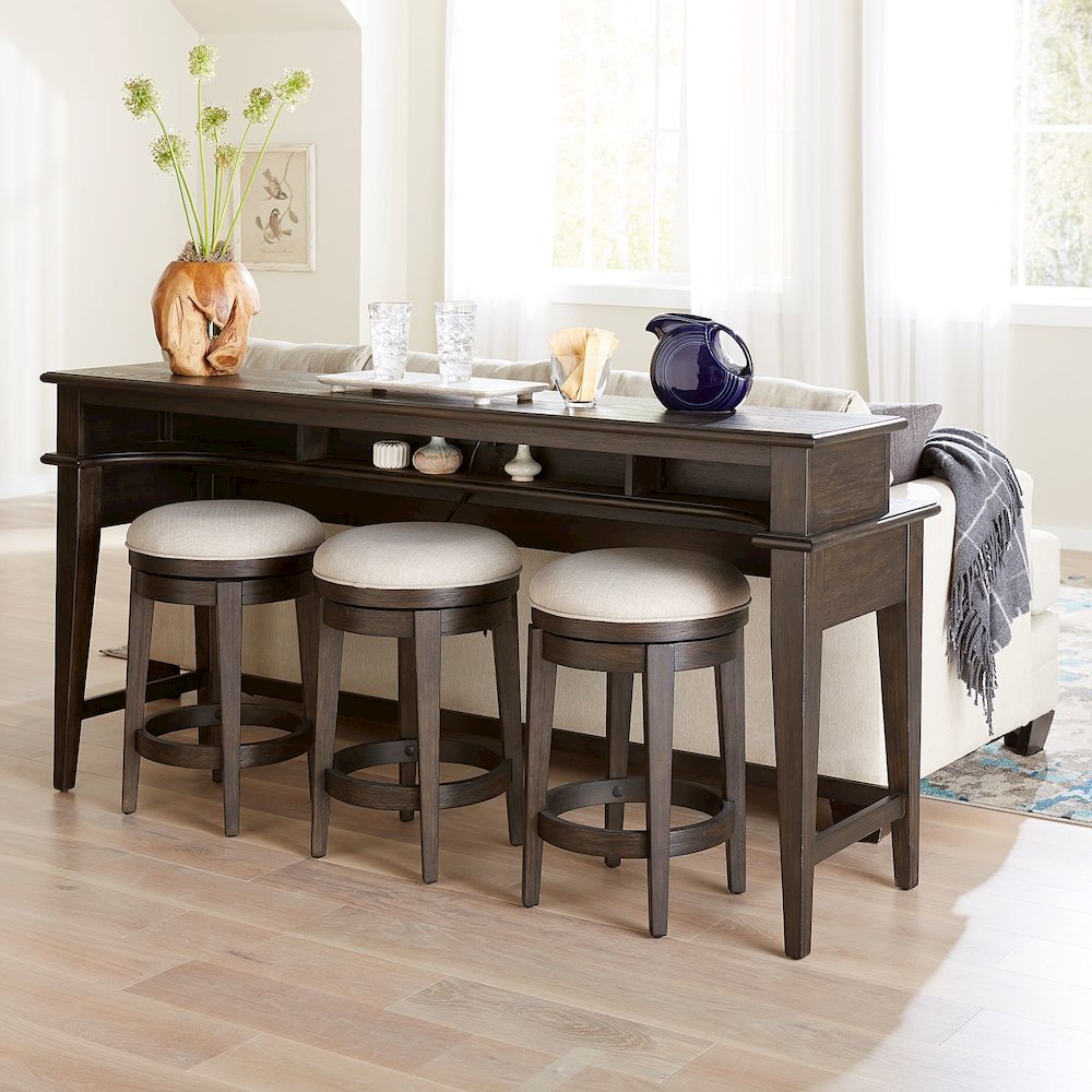 Mill Creek 4 PcConsole Table Set - 3 Upholstered Stools AC USB Charging Station