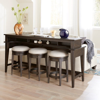 Mill Creek 4 PcConsole Table Set - 3 Upholstered Stools AC USB Charging Station