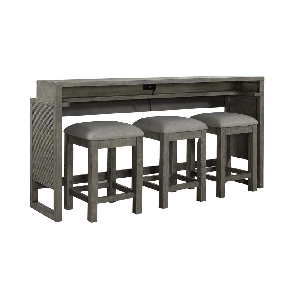 Liberty Furniture Bartlett Field Console Bar Table in Driftwood