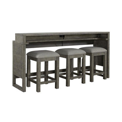 Liberty Furniture Bartlett Field Console Bar Table in Driftwood