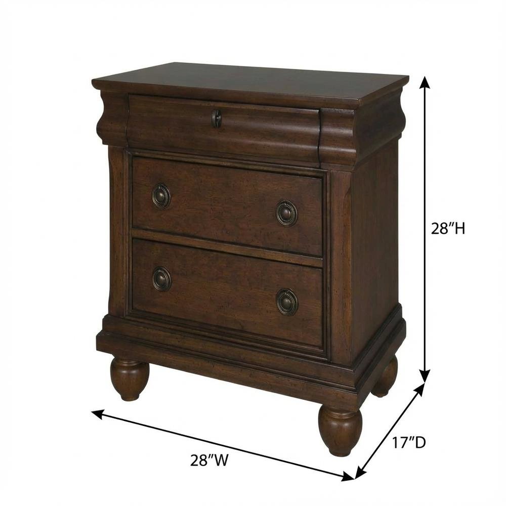 Rustic Cherry Nightstand with Traditional Style and Ample Storage