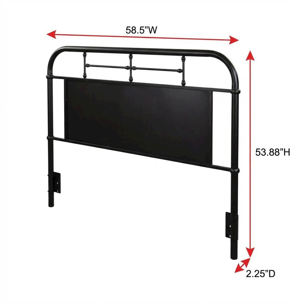 Distressed Metal Full Metal Headboard with Vintage Design and Metal Frame