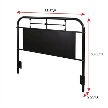 Distressed Metal Full Metal Headboard with Vintage Design and Metal Frame