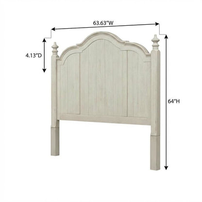 Antique White Headboard with Chestnut Top Solid Wood Farmhouse Design