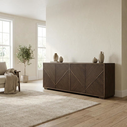 Urban Bronze TV Console in Poplar Solids & Walnut Veneers