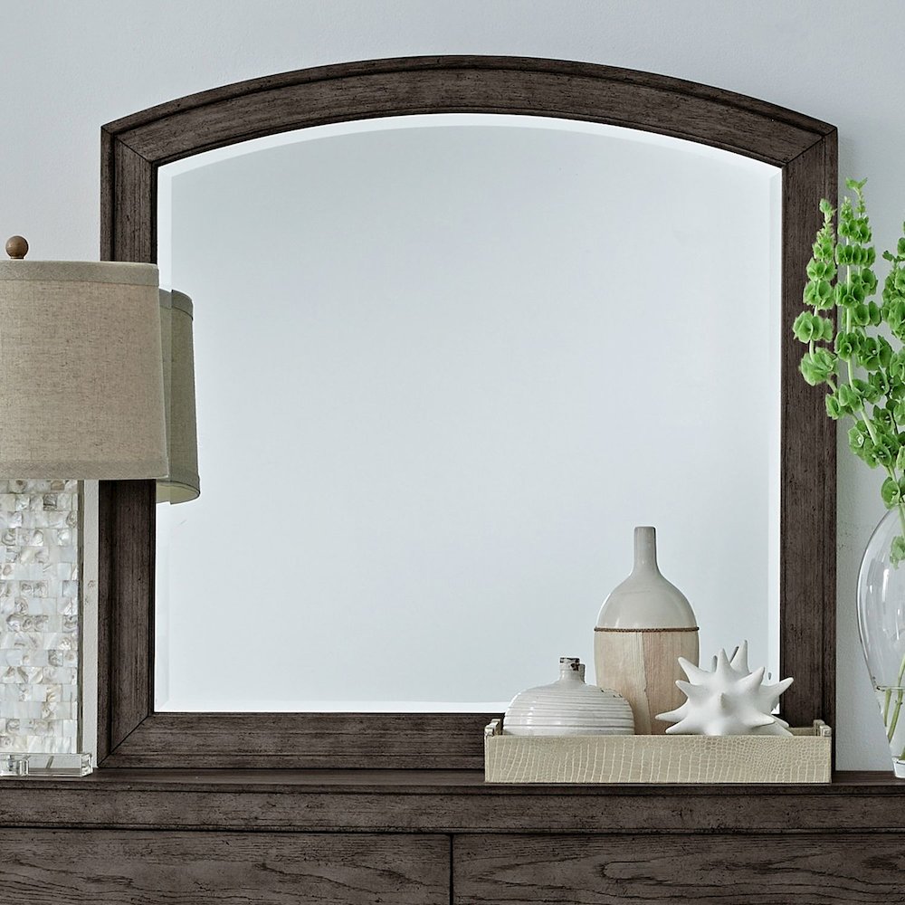 Avalon Arched Mirror - Coffee Bean Oak Wood Frame