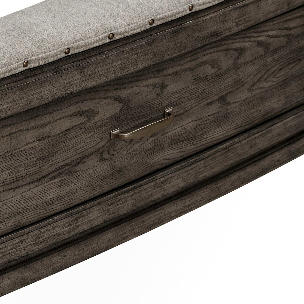 Avalon King Panel Storage Bed with Footboard Drawer - Coffee Bean Oak Wood
