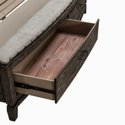 Avalon King Panel Storage Bed with Footboard Drawer - Coffee Bean Oak Wood