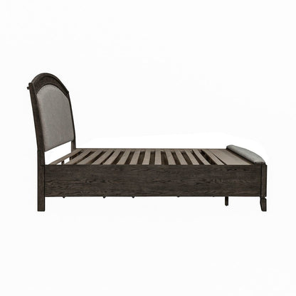 Avalon King Upholstered Storage Bed - Coffee Bean Oak Wood
