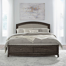 Avalon King Upholstered Storage Bed - Coffee Bean Oak Wood