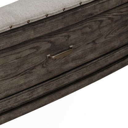 Avalon Queen Panel Storage Bed with Footboard Drawer - Coffee Bean Oak Wood