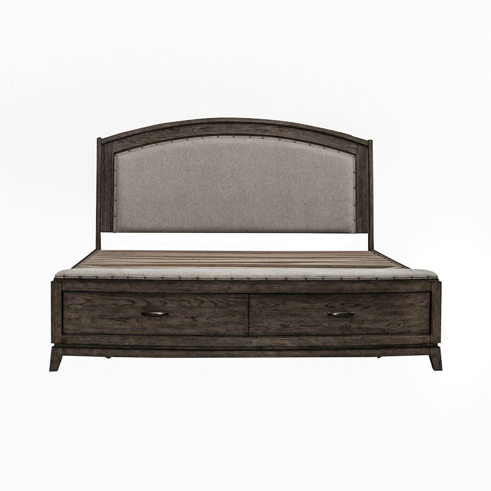 Avalon Queen Upholstered Storage Bed - Coffee Bean Oak Wood