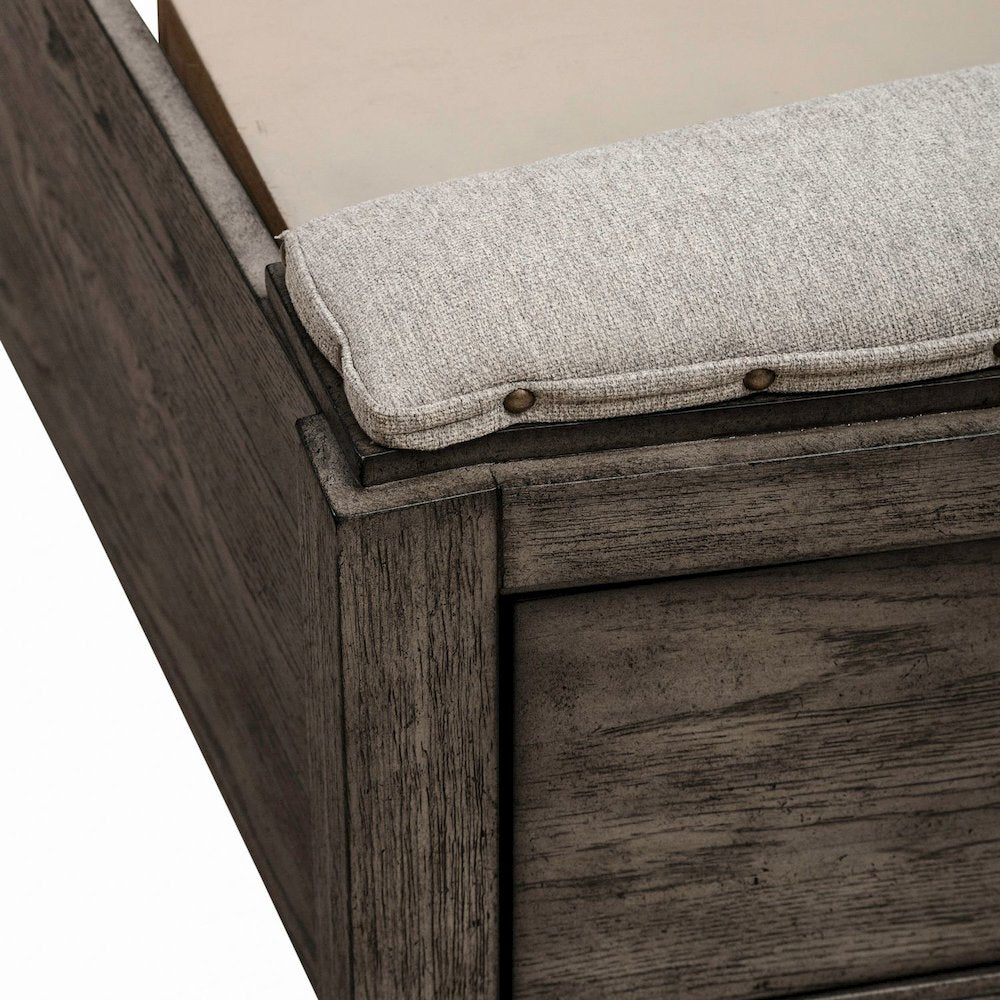 Avalon Queen Upholstered Storage Bed - Coffee Bean Oak Wood