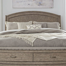 Avalon Queen Panel Headboard with Oak Wood Frame  - Burnished Beige