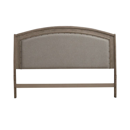 Avalon King Upholstered Headboard with Oak Wood Frame  - Burnished Beige