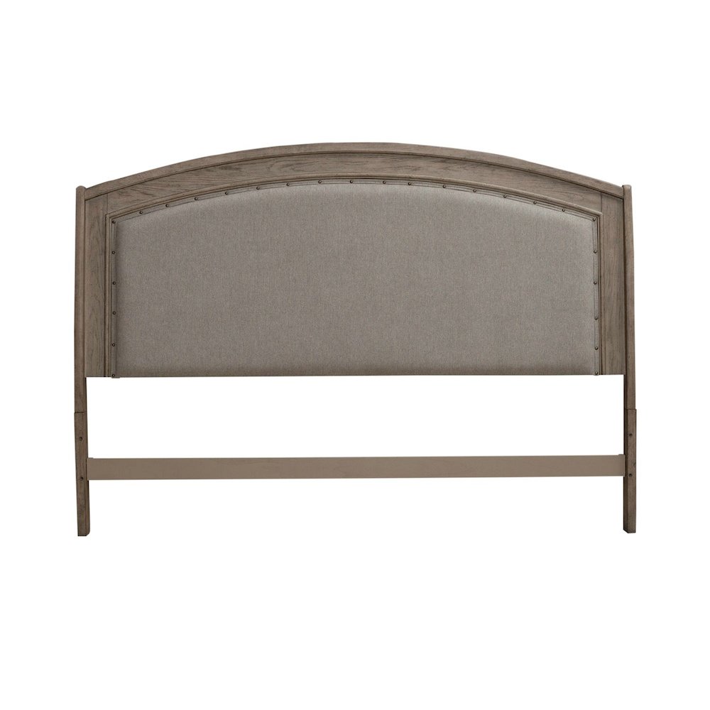 Avalon King Upholstered Headboard with Oak Wood Frame  - Burnished Beige