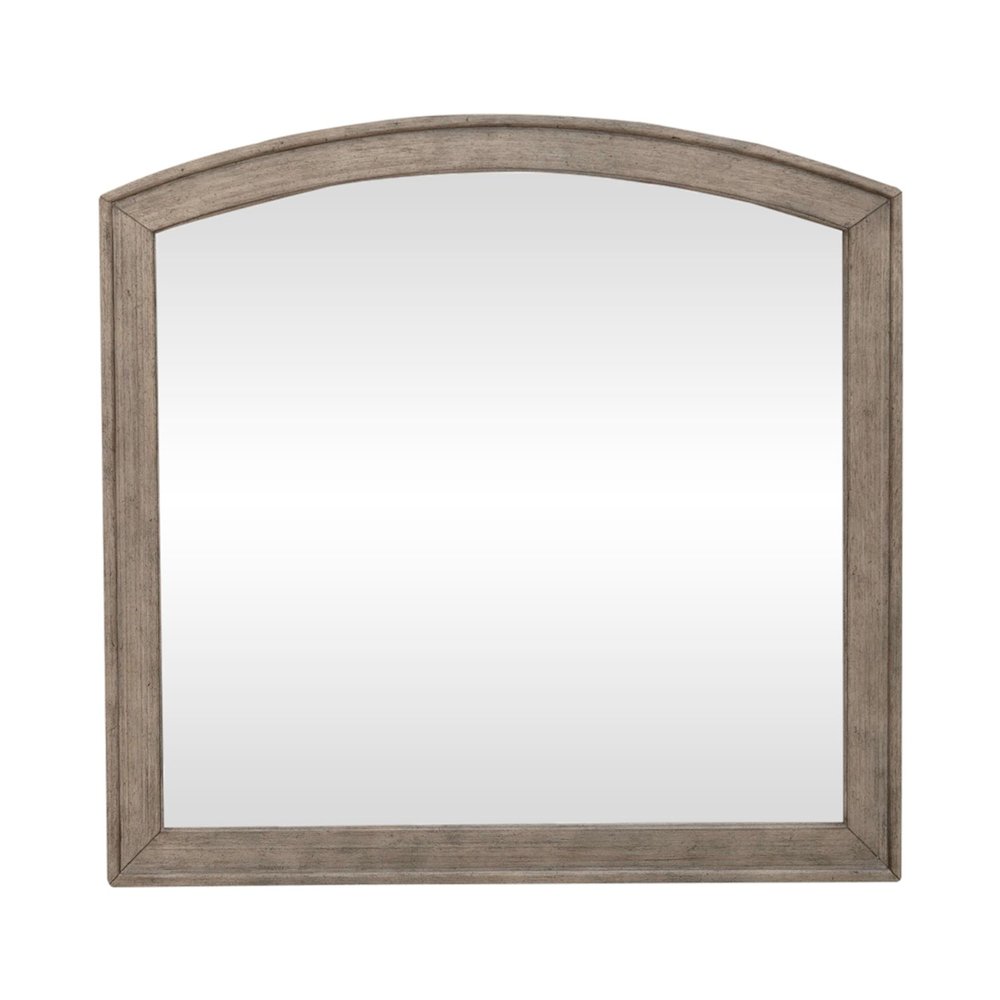 Arched Mirror with Dresser Mount 41" x 40"- Burnished Beige Oak Wood Frame