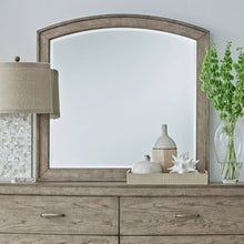 Arched Mirror with Dresser Mount 41" x 40"- Burnished Beige Oak Wood Frame
