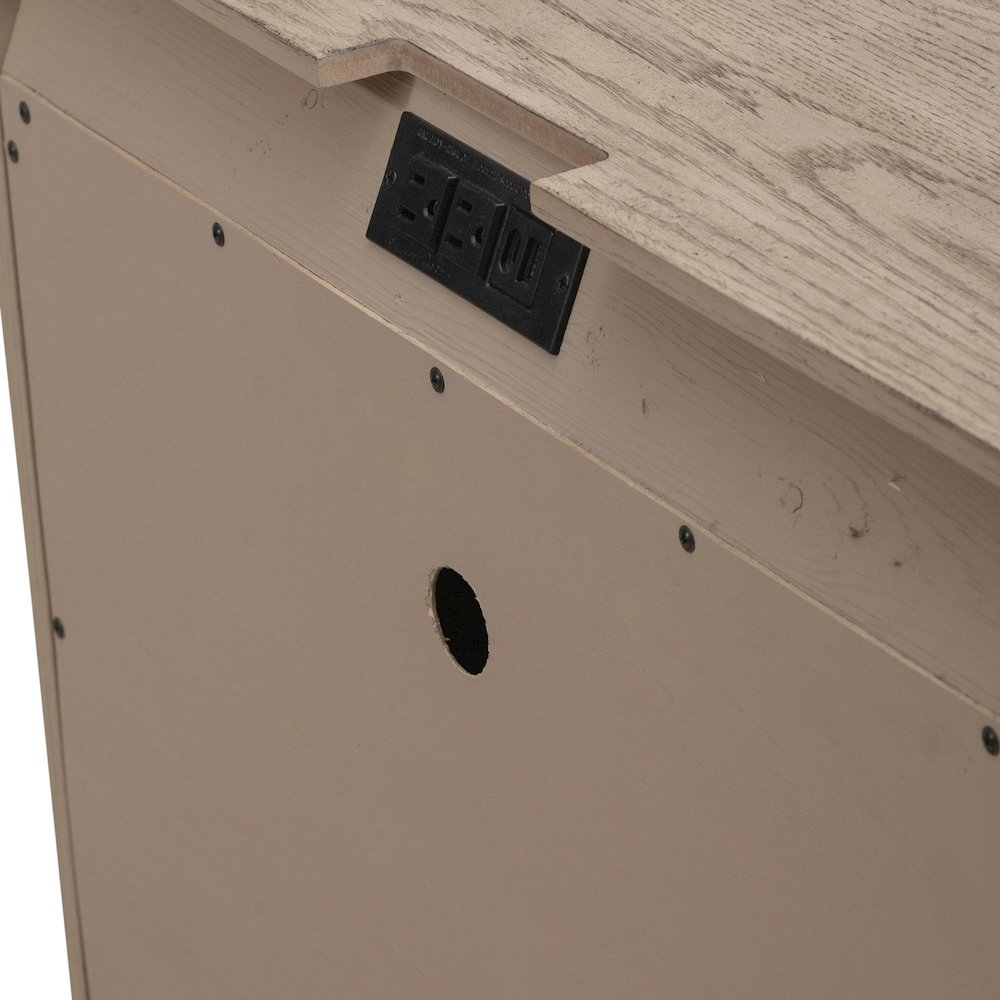 Bedroom Nightstand with Charging Station AC, USB-A, USB-C - Burnished Beige Oak