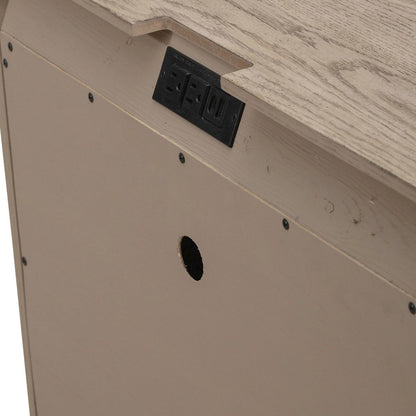 Bedroom Nightstand with Charging Station AC, USB-A, USB-C - Burnished Beige Oak